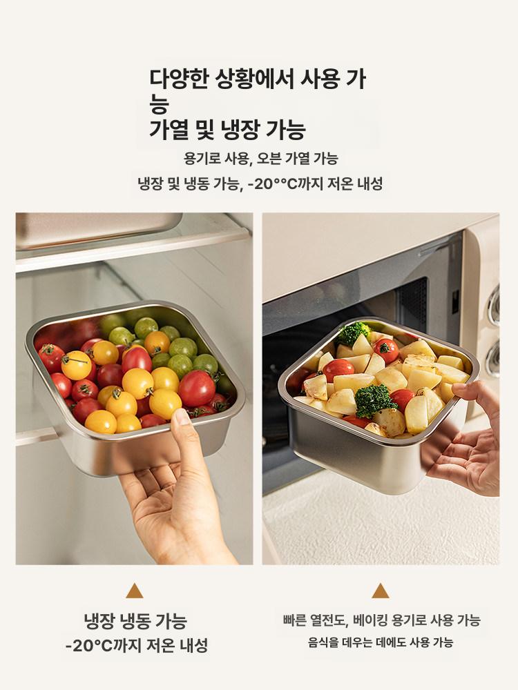 스테인리스 반찬통 스텐 김치통 뷔페 올스텐 대용량 커버 - 상세 이미지 3