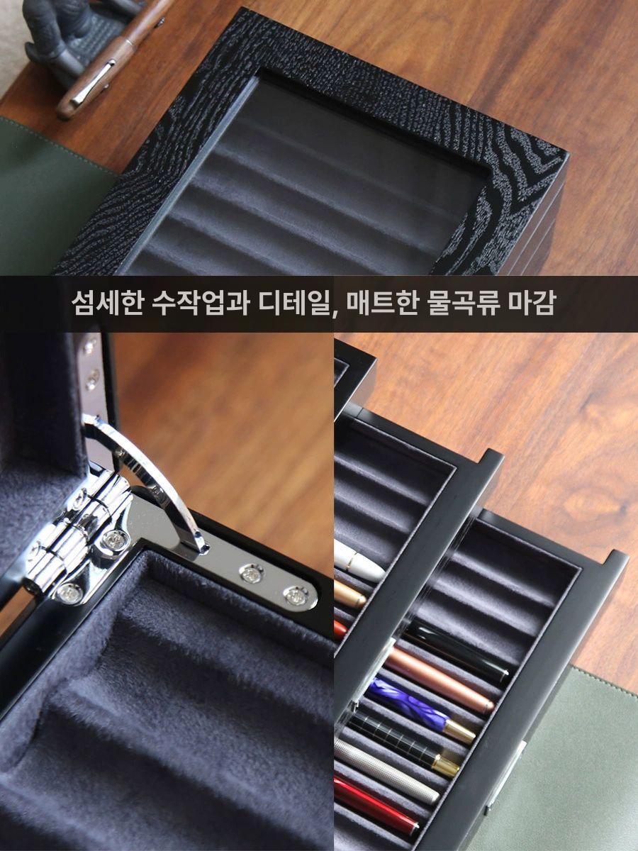 만년필 보관함 목재 정리 서랍장 라이너 펜슬 애쉬 정리함 고급 결함 상자 선물용 볼펜 - 상세 이미지 4