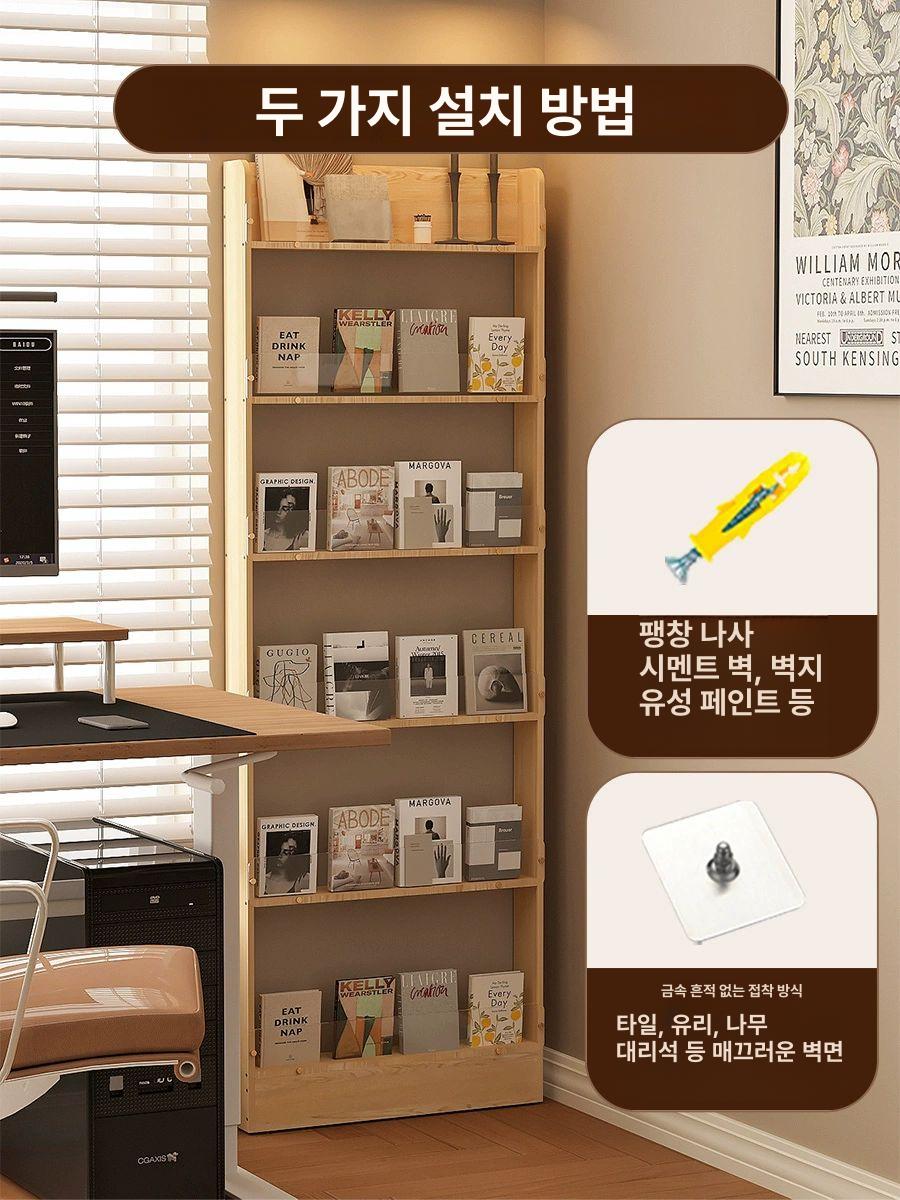 문뒤선반 장식장 다층 원룸 길이 다용도 정리대 책꽃이 오크 문뒤 우드패턴 공간 원룸장식장 - 상세 이미지 3