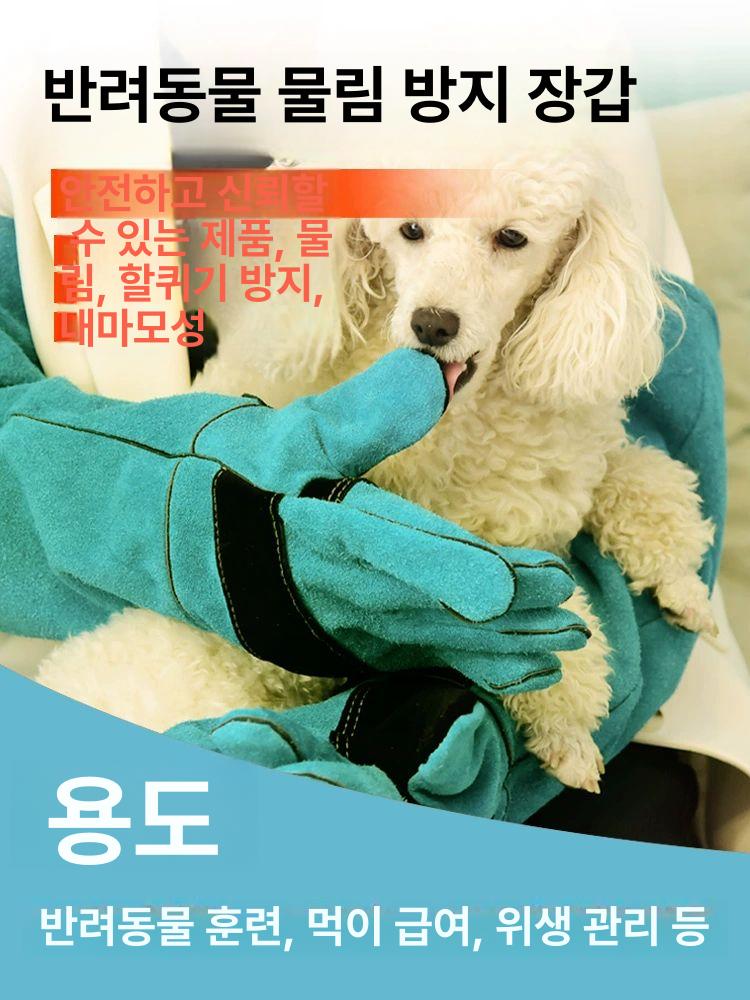 고양이 장갑 보호 안전 작업용 방지 뱀 강아지 가죽 훈련용 고양이할큄장갑 긁힘방지 소가죽 - 상세 이미지 3