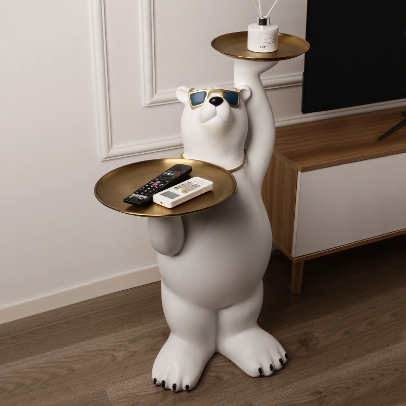 북극곰 장식인형 침실소품 조형물 베어 장식품 백곰 현관 조각상 실내 곰인형 곰돌이 - 상세 이미지 2