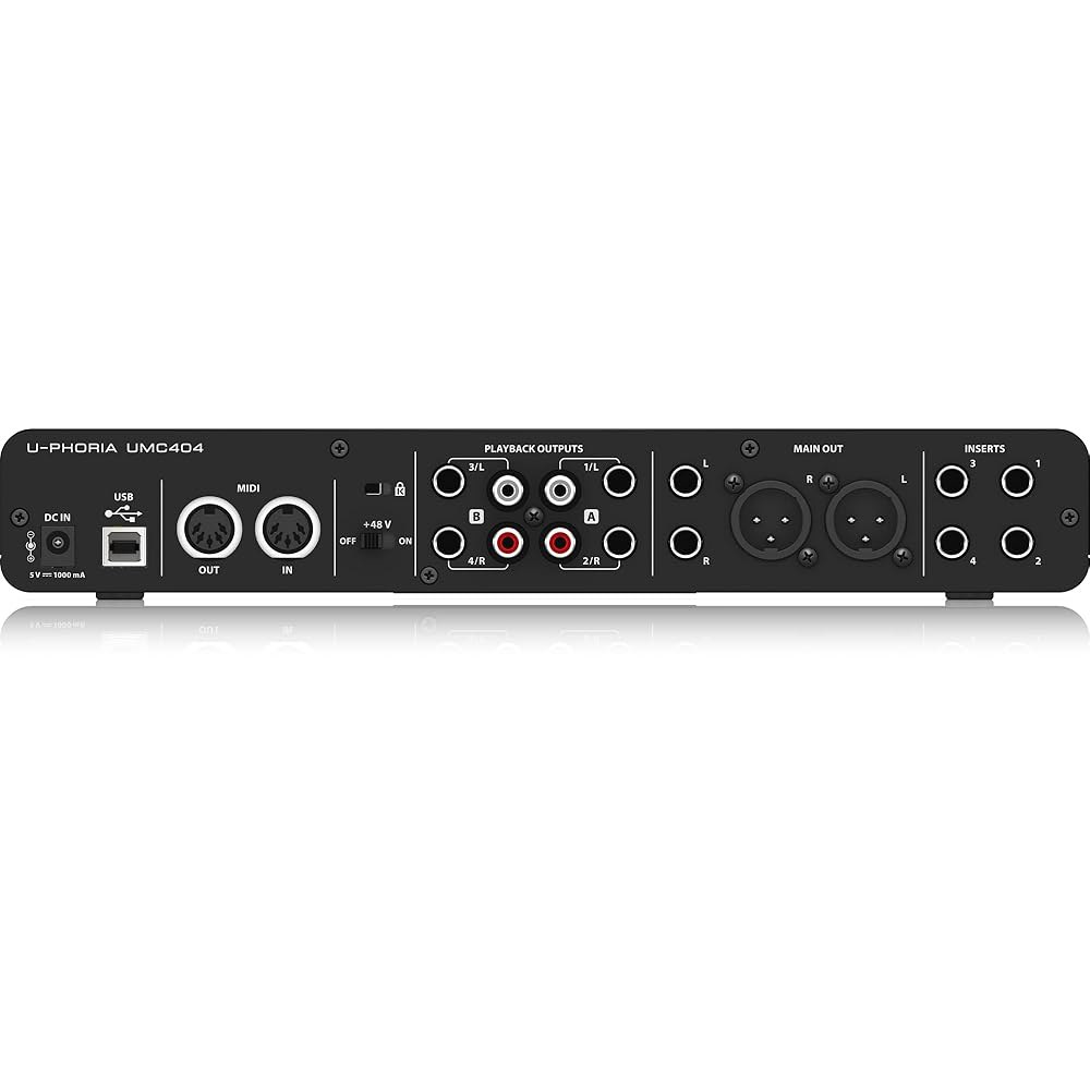 Behringer UMC404HD 오디오 파일 4x4, 24비트 / 192Khz USB MIDi 인터페이스 및 Midas Mic 프리앰프 | 마이크 악기 녹음용 - 상세 이미지 2