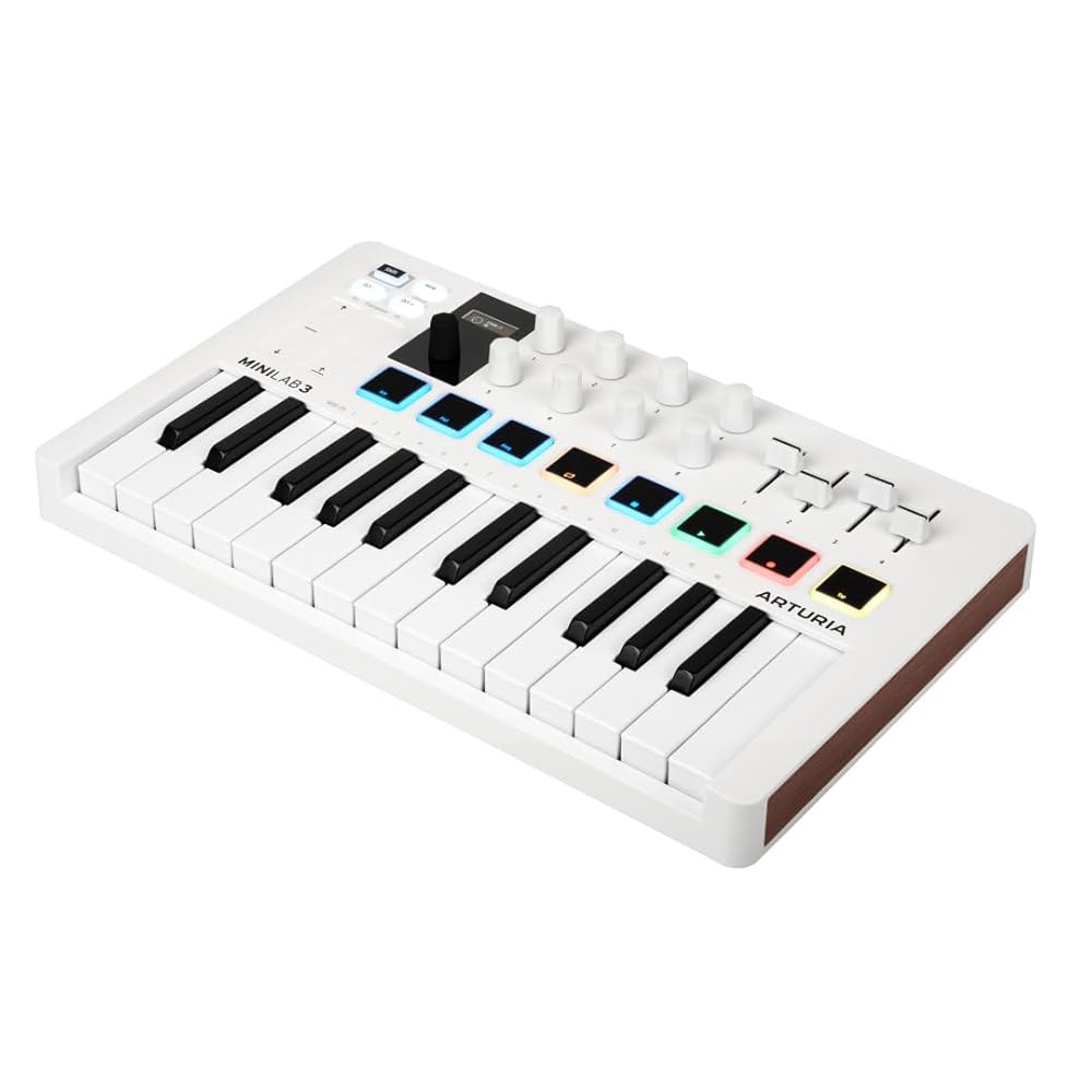 Arturia MiniLab 3 - 음악 제작을 위한 범용 MIDI 컨트롤러, 올인원 소프트웨어 패키지 키 25개, 멀티 컬러 패드 8개 화이트 - 상세 이미지 2