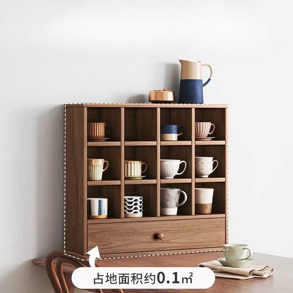 원목 그릇장 부엌장 머그컵 선반 거실 커피장 수납장 빈티지 캐비닛 옛날 홈카페장 - 상품 이미지