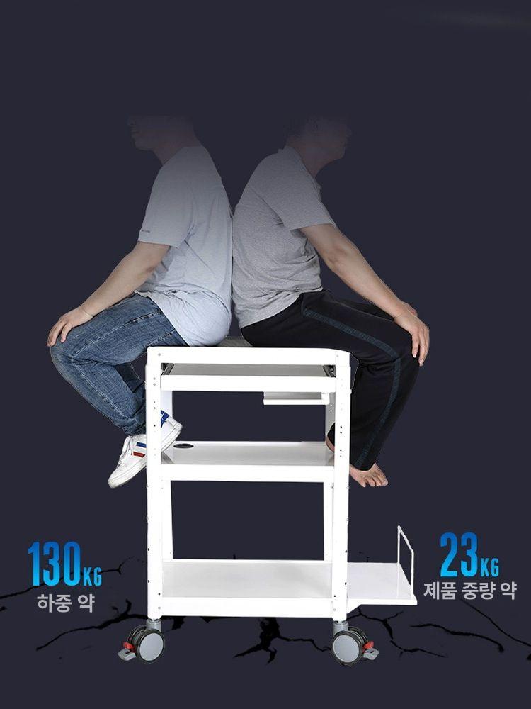 웨건 모니터선반 이동식 카트 작업대 컴퓨터선반 키보드 모니터스탠드 받침대 미용실 노트북 - 상세 이미지 3
