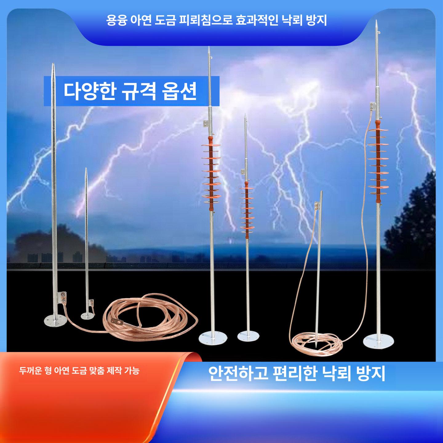야외 광역피뢰침 낙뢰방지 건물 폴 실외 접지 보호대 - 상세 이미지 5