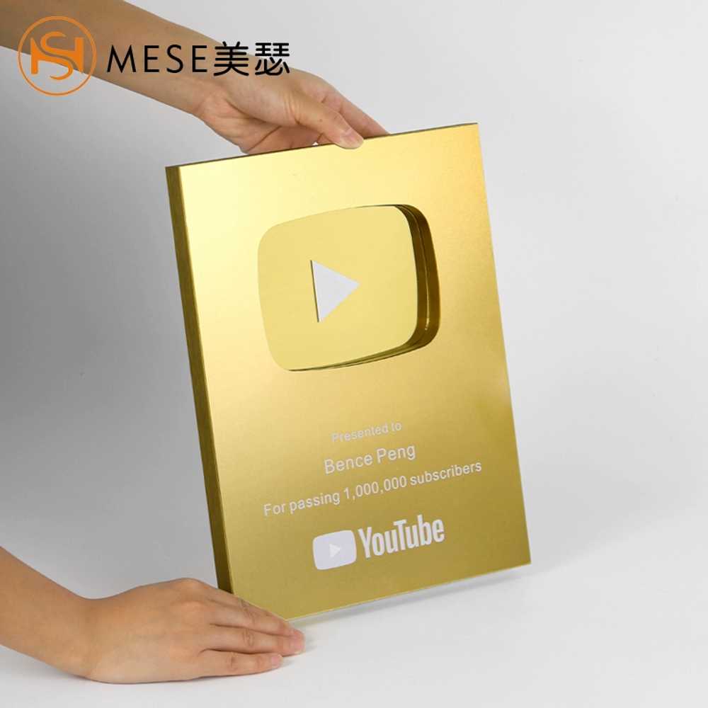 유튜브 골드 실버 인플루언서 장식 구독자 선물 버튼 액세서리 영상 라운드 사진 - 상세 이미지 4