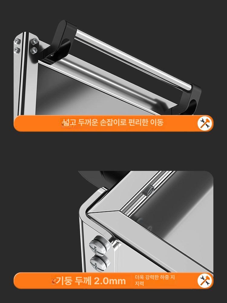 스텐 카트 이동 선반 이동식 진열대 틈새 이동선반 바퀴달린 병원 수납 접이식 서빙카트 - 상세 이미지 4