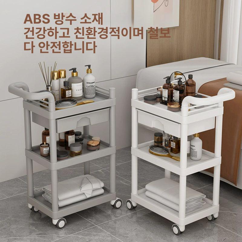왜건 뷰티카트 이동식 다용도 헤어샵 미용실 피부샵 왁싱 카트 선반 트롤리 수납 바퀴 - 상세 이미지 3