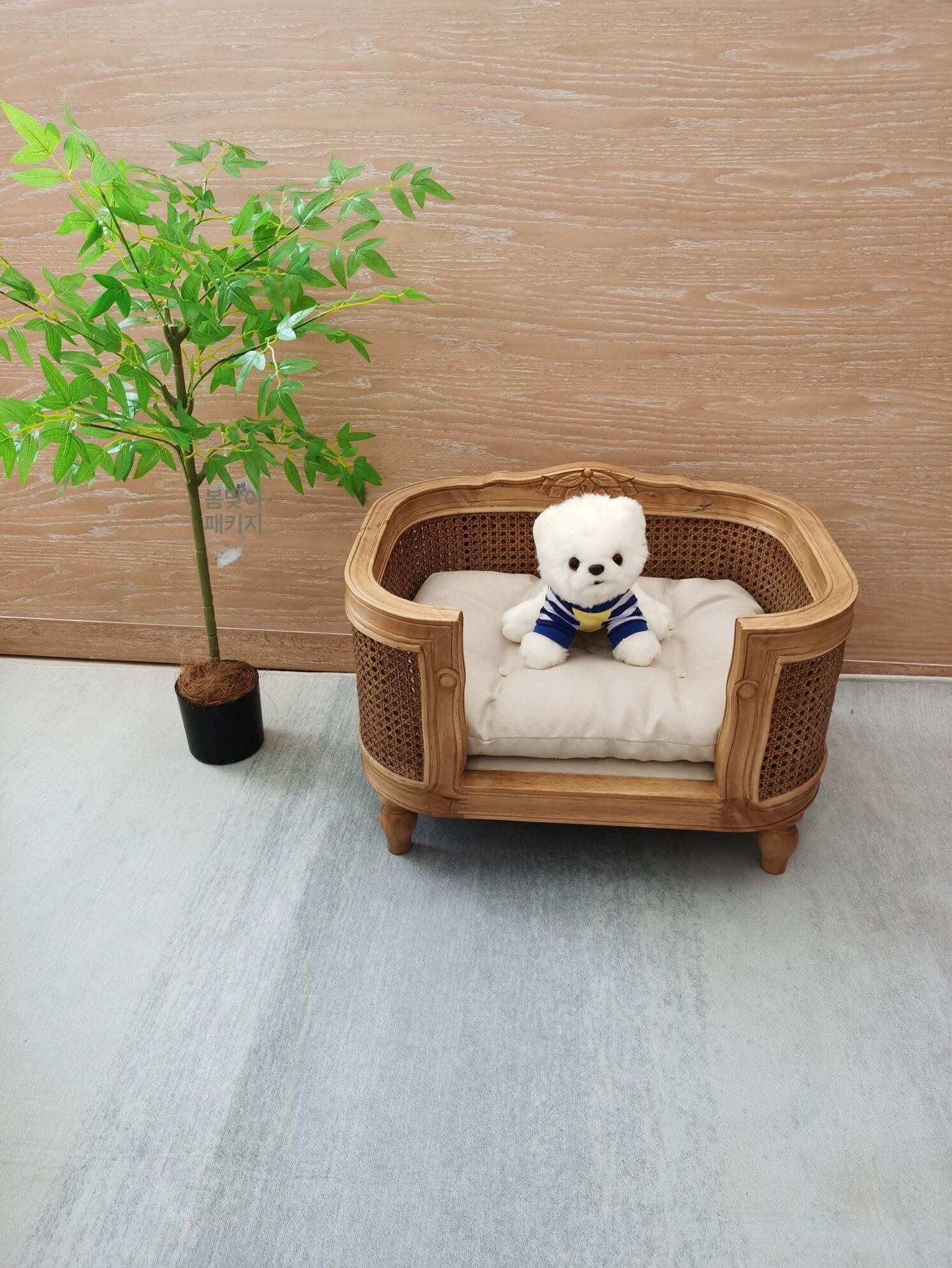 패브릭 강아지침대 반려동물 반려견 쿠션 개해먹 고양이해먹 대형견용 강아지원목침대 - 상세 이미지 2