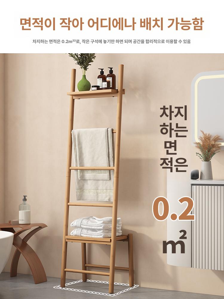 엔틱 걸이대 손잡이 인테리어 행거 수납 원목수건걸이 욕실 코너용 바닥형 고급 홀더 - 상세 이미지 2