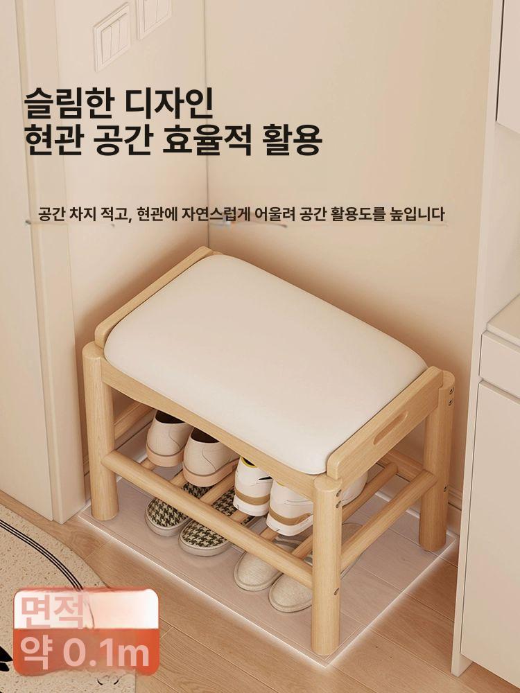현관 벤치형수납장 우드 신발장 북유럽 스툴 정리대 틈새 보관함 감성 원룸 입구 - 상세 이미지 2
