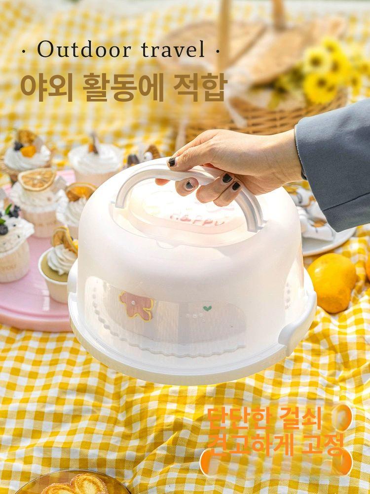 용기 케이크보관통 플라스틱 원형 보관함 케이스 밀폐 빵집 보관통 확인 음식보관 재사용 - 상세 이미지 2
