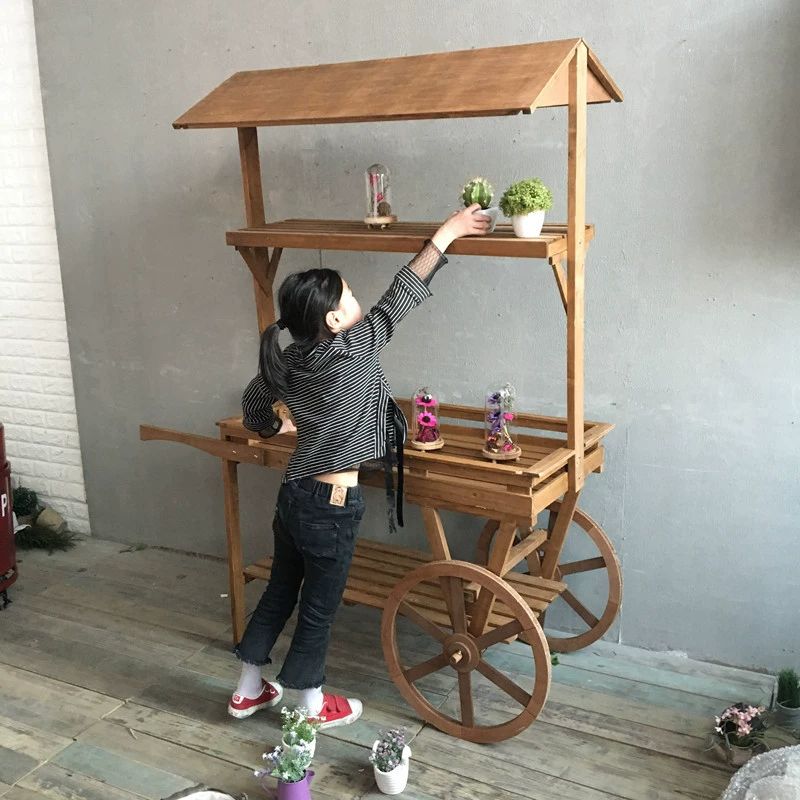 화분 마차 엔틱 정원 테라스 조경 야외 카트 트롤리 가드닝 마당 장식 꽃수레 수레 소품 - 상세 이미지 5