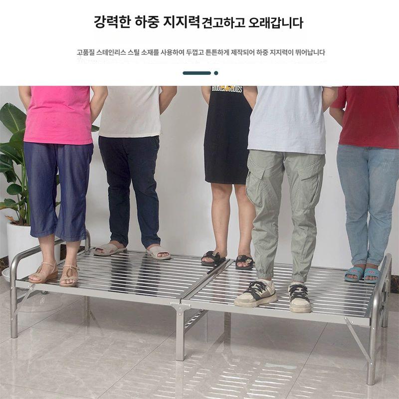 철제 알루미늄 침대프레임 조립식 원룸 197x150cm 저상형 슈퍼싱글 기숙사 스테인레스 - 상세 이미지 2