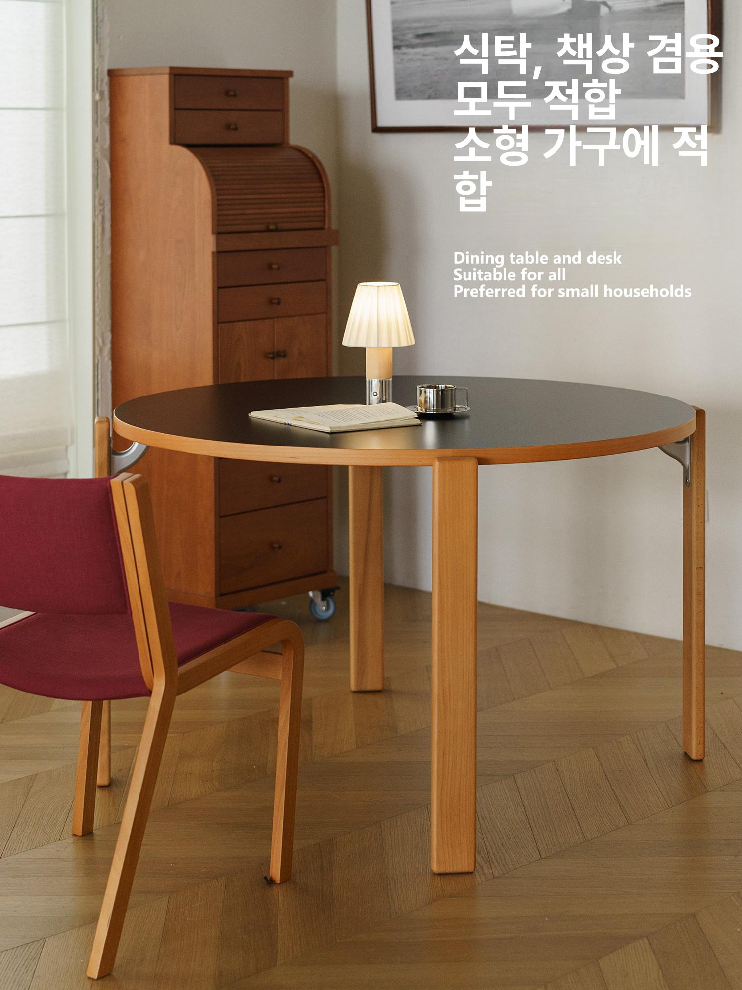원형 테이블 우드 주방 라운드 식탁 원탁 탁자 고급 디자인 북유럽 모던 홈카페 - 상세 이미지 4