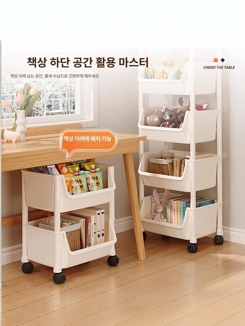 이동식 책꽂이 책장 정리함 간이 바퀴 테이블 회전 수납장 조립식 - 상세 이미지 2