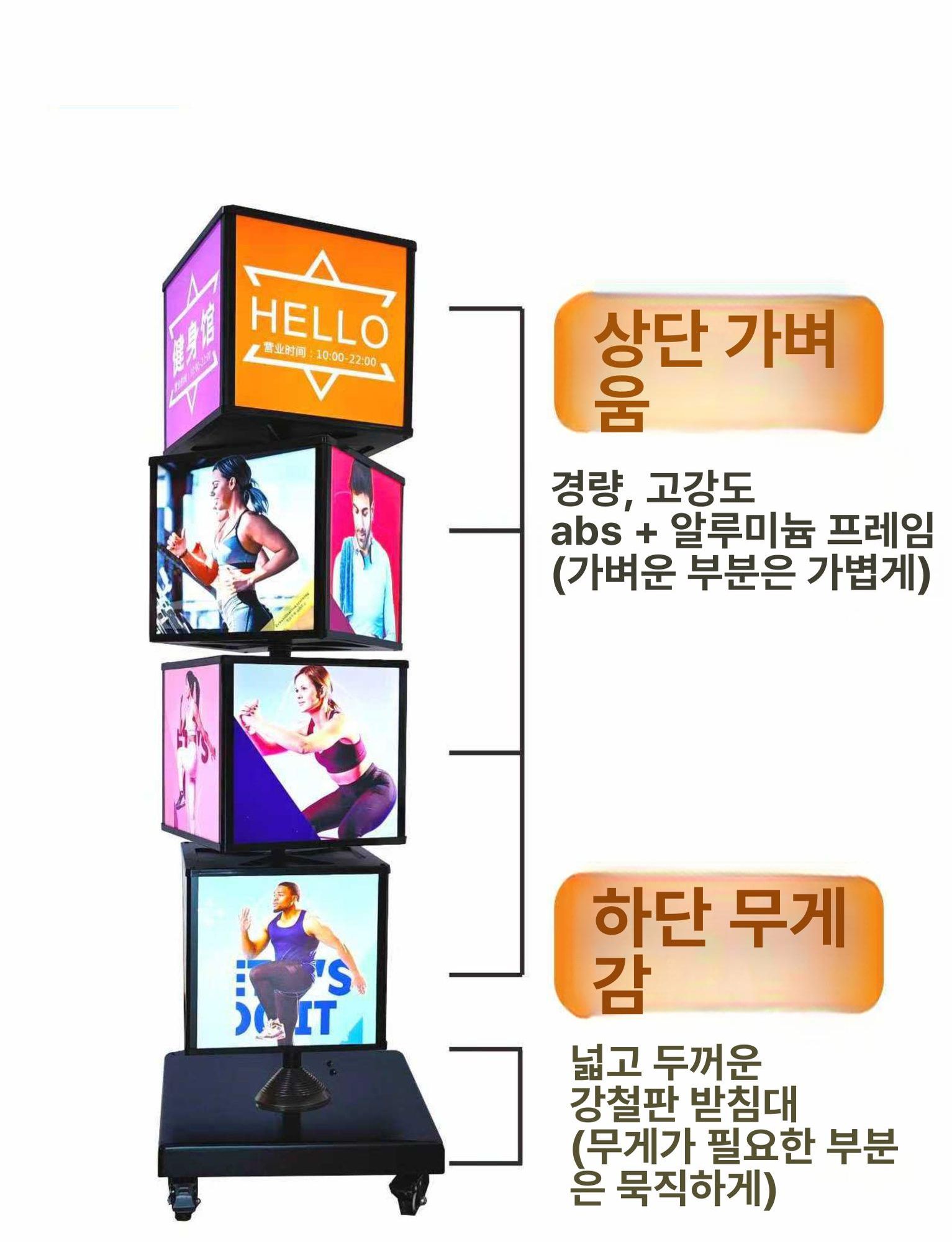 회전 간판 아크릴 라이트 큐브모형 빈 퍼즐 입간판 한국형코드 한 광고판 라이트박스 광고 - 상세 이미지 3