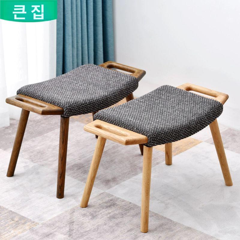 원목 풋스툴 고급 거실 인테리어 스툴 낮은 의자 다리 현관 모던 소파 진주백색 패턴 - 상세 이미지 2