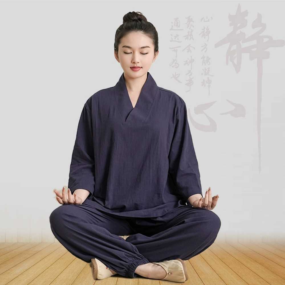 수련복 명상복 상하의 개량 기도복 여름 템플스테이 법복 여자 스님복 요가 비구니 - 상세 이미지 3