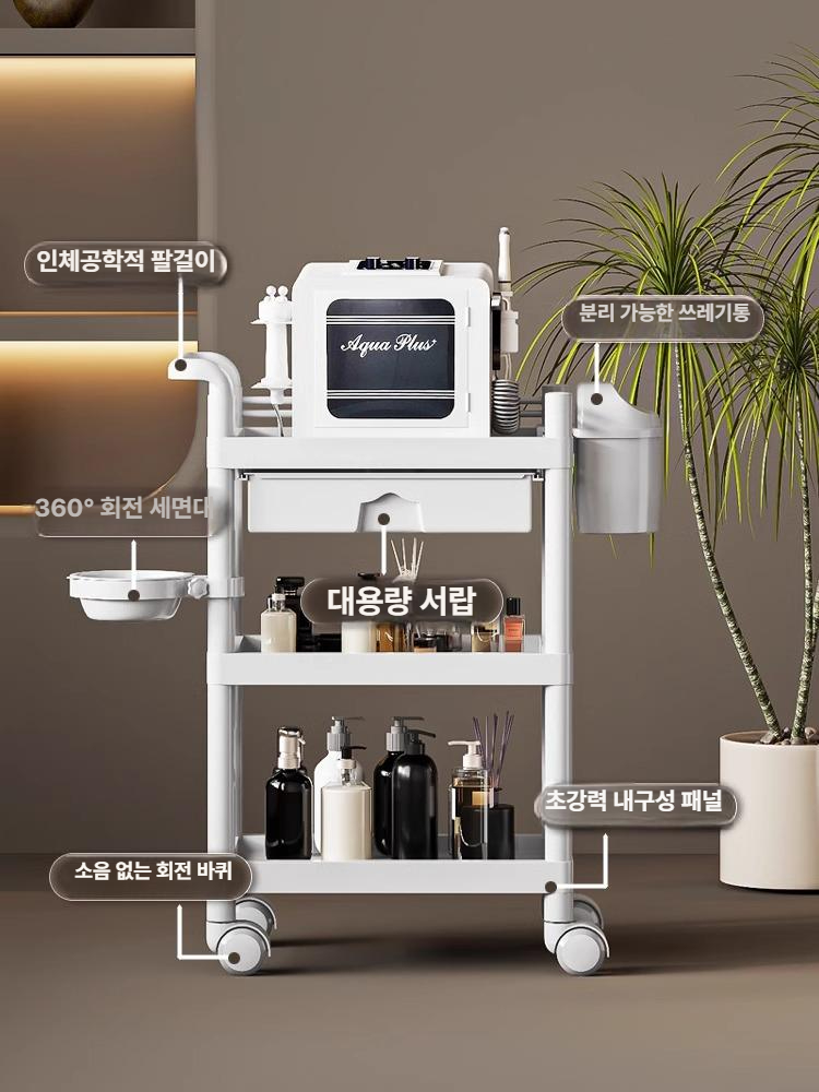 미용실 카트 웨건 뷰티샵 정리대 피부관리실 미용기기 수납함 서랍형 헤어샵 수납장 - 상세 이미지 3