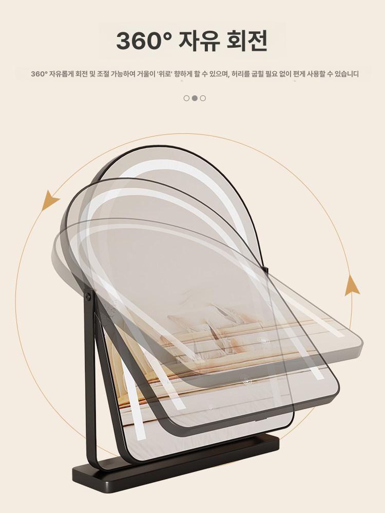 타원형 화장대거울 빈티지 원목테 화장품 엔틱 북유럽 라운드 스탠드 수납형 모던 - 상세 이미지 5
