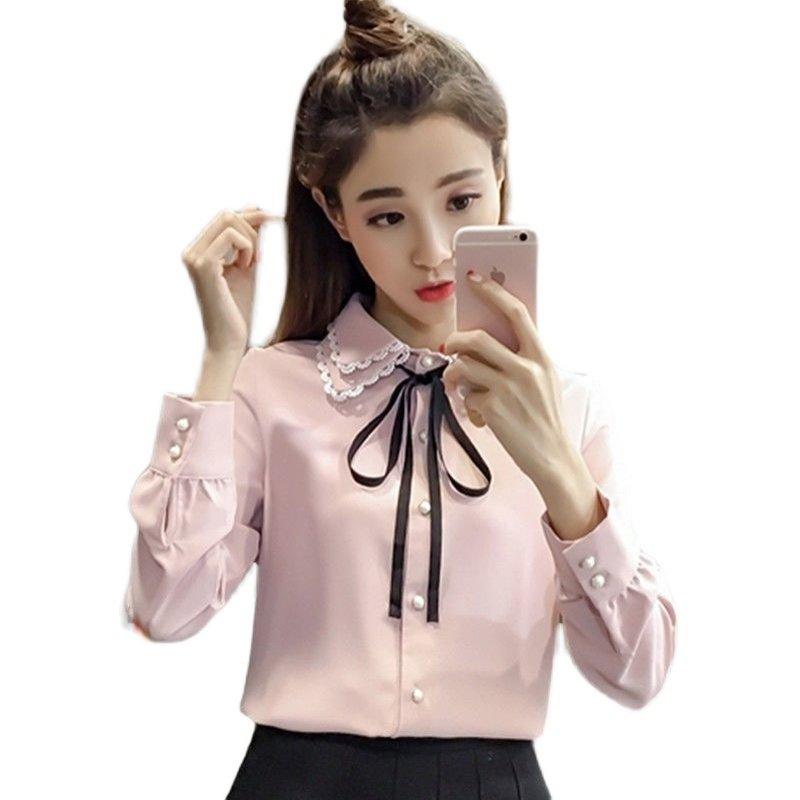 화이트 시스루 실크 셔츠블라우스 - 상세 이미지 5