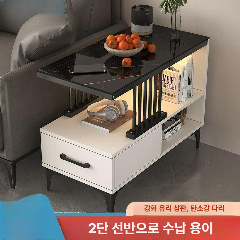 거실 쇼파 철제 보조 티테이블 창가 사이드테이블 틈새 바퀴달린 북유럽 수납 침실 - 상세 이미지 3