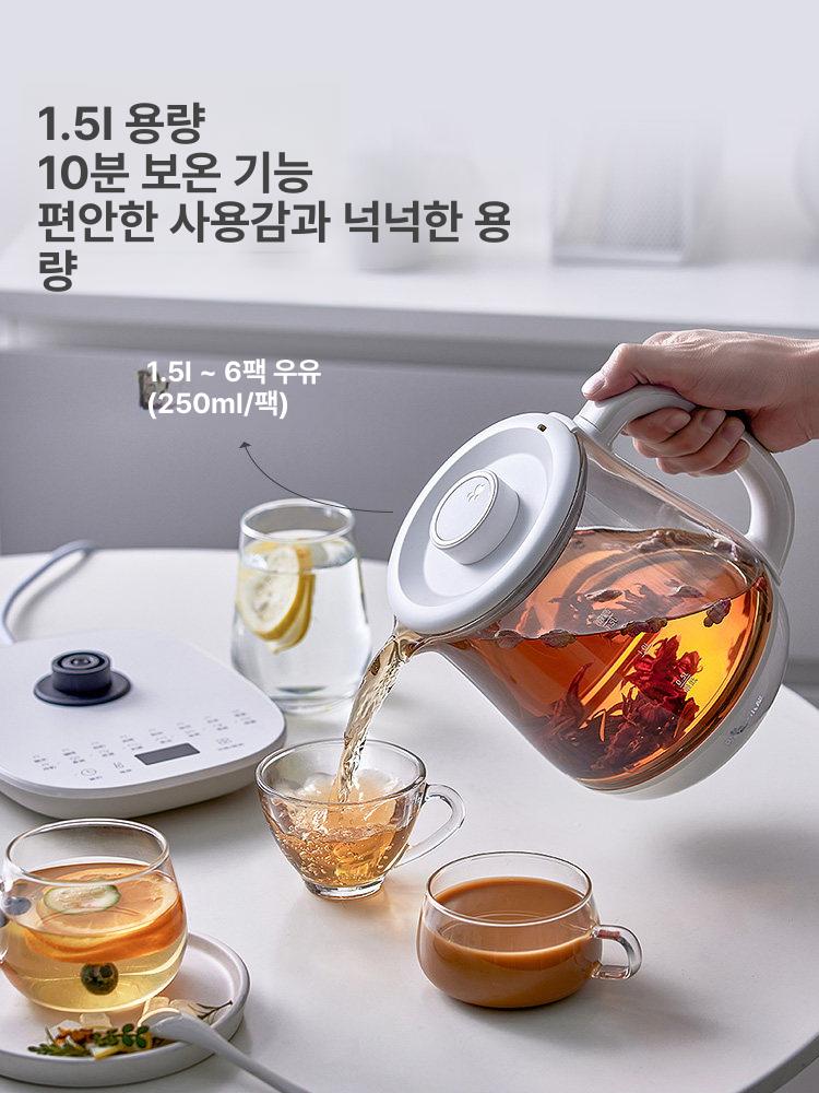 내열유리 커피포트 전기 분유 커피포터 보온 소형 티 포트 디지털 유리 주전자 케틀 티포트 - 상세 이미지 4