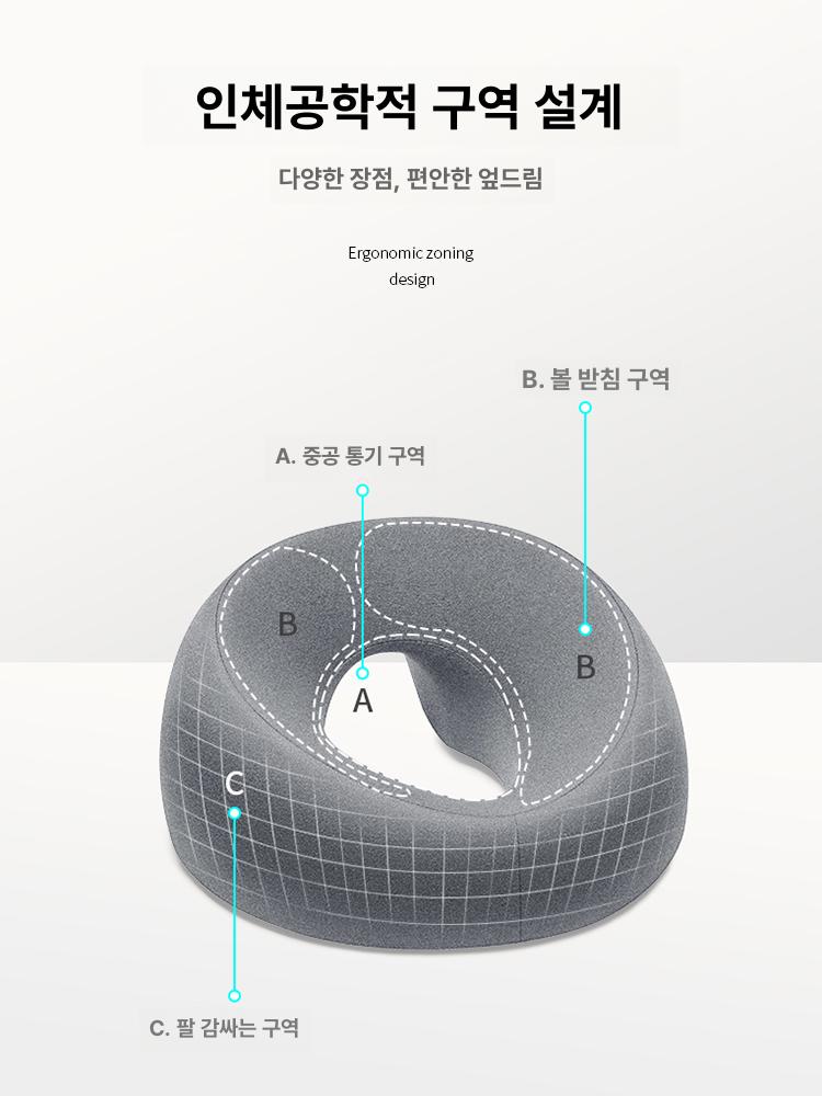마사지 방석 미용실 엎드림베개 등받이 편안한 허리 전용 경추 낮잠베개 바디필로우 - 상세 이미지 4