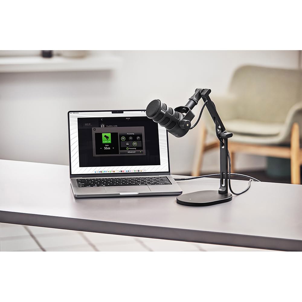 팟캐스트, 스트리밍, 게임, 음악 제작 및 콘텐츠 제작을 위한 XLR USB 연결 기능을 갖춘 R DE PodMic 다용도 동적 방송 마이크(블랙) PodMic USB Black - 상세 이미지 2