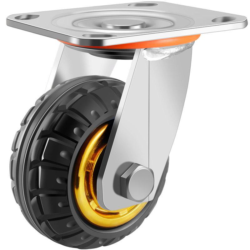 산업용 무소음 회전 바퀴 고하중 브레이크 지지대 고무 휠 카트 운반용 - 상품 이미지