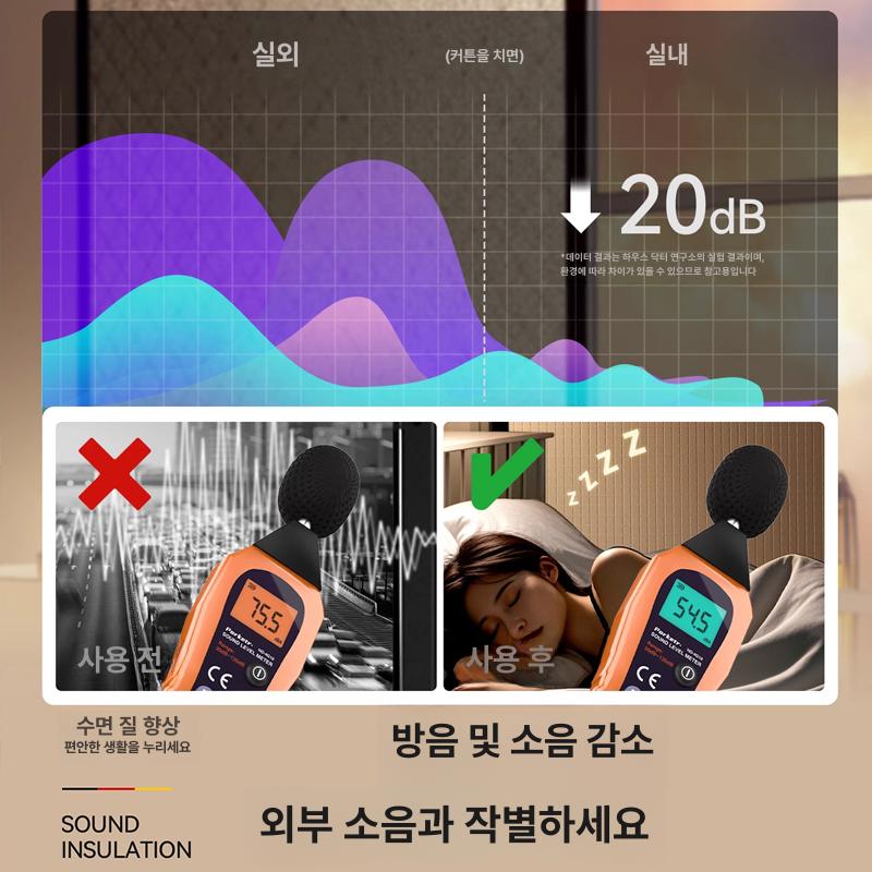 창문 방음커튼 방음재 소음차단 방음천 암막 보온커튼 천 흡음재 흡음 외부 탈착식 초강력 - 상세 이미지 2