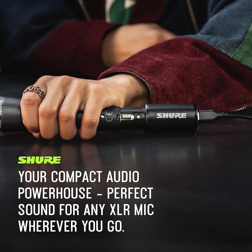 슈어 MVX2U 2세대 XLR-to-USB-C 디지털 오디오 인터페이스, MFi 인증, 처리를 위한 휴대용 설정, XLR과 USB-C 장치 간의 노이즈 없는 녹음 - 상세 이미지 2