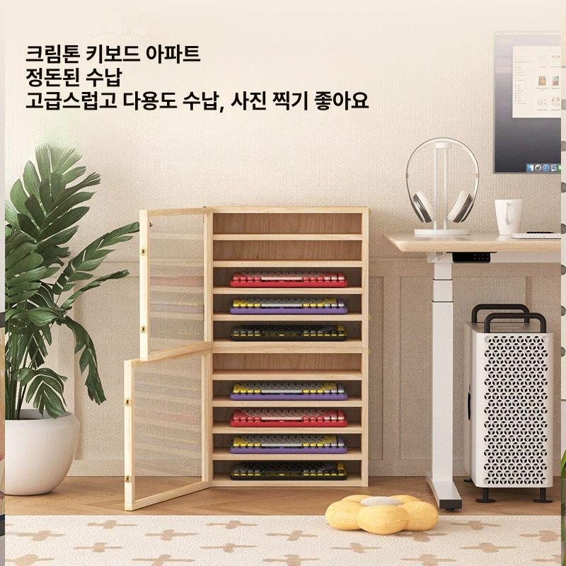 원목 키보드보관함 디스플레이 매장 탁상 전시대 캐비닛 수납함 정리함 선반 진열 - 상세 이미지 2