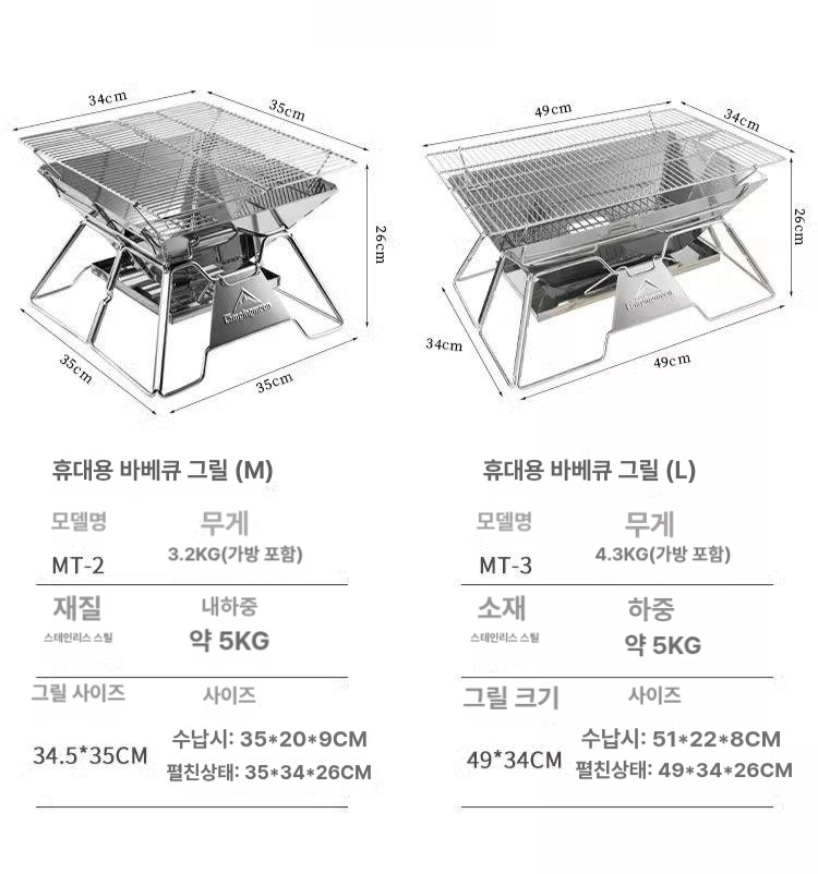 경량 미니화로대 숯불화로 바베큐그릴 캠핑화롯대 캠핑화로 캠핑용화로 캠프파이어 - 상세 이미지 5