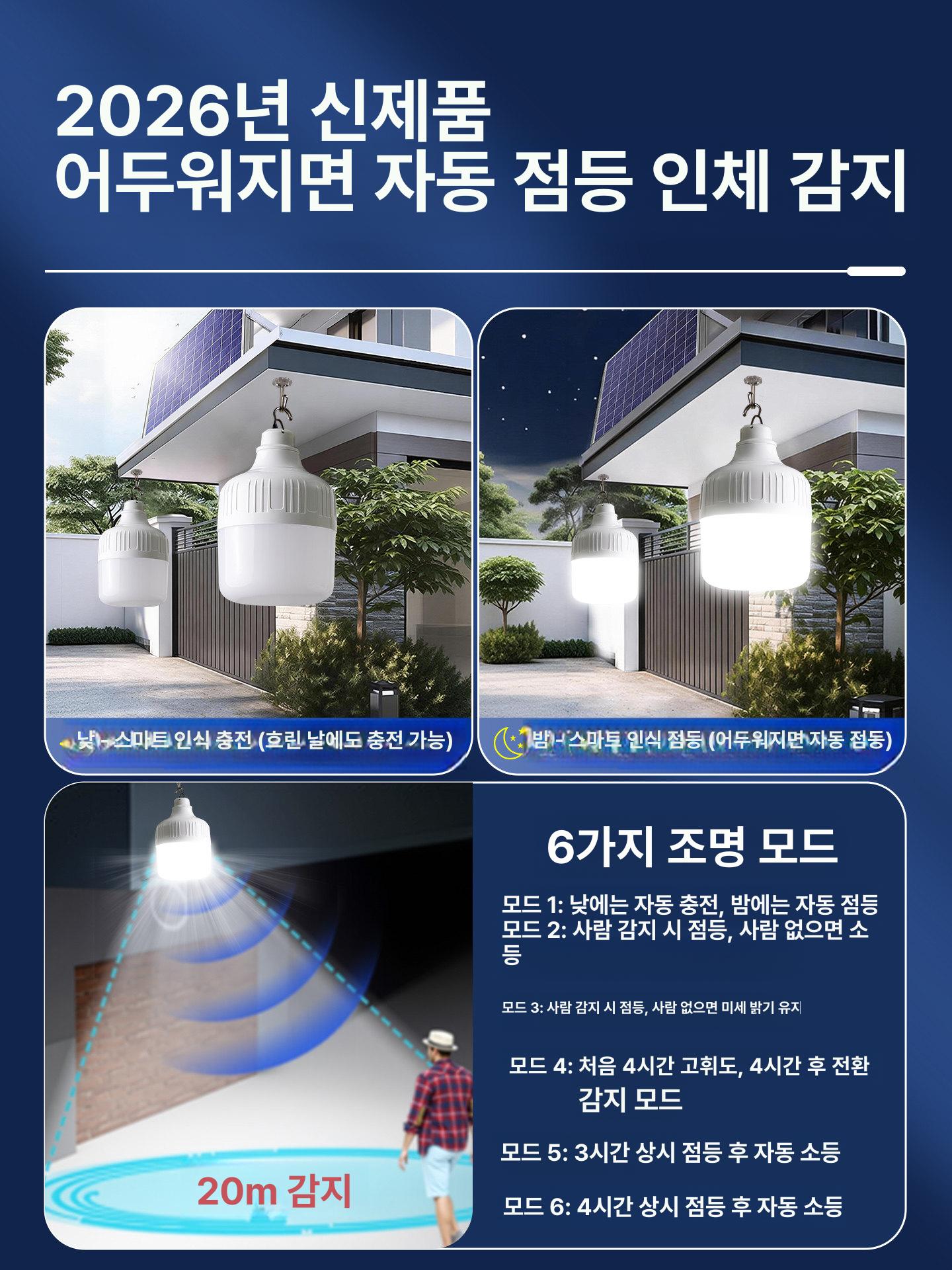 태양광 조명 led 야외 가로등 테라스 말뚝 잔디등 전등 호박등 센서등 육각등 일체형 - 상세 이미지 4