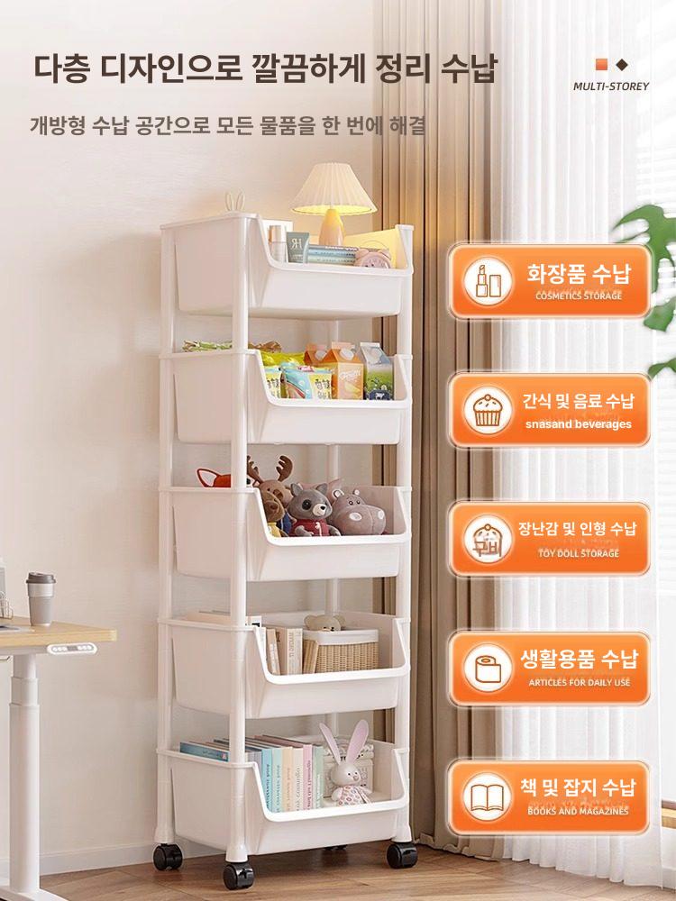 이동식 책꽂이 책장 정리함 간이 바퀴 테이블 회전 수납장 조립식 - 상세 이미지 3