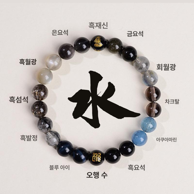 5가지 팔찌 요소 천연 크리스탈 여성 남녀용 오행 에너지 선물 색상 행운 풍요의 - 상세 이미지 3