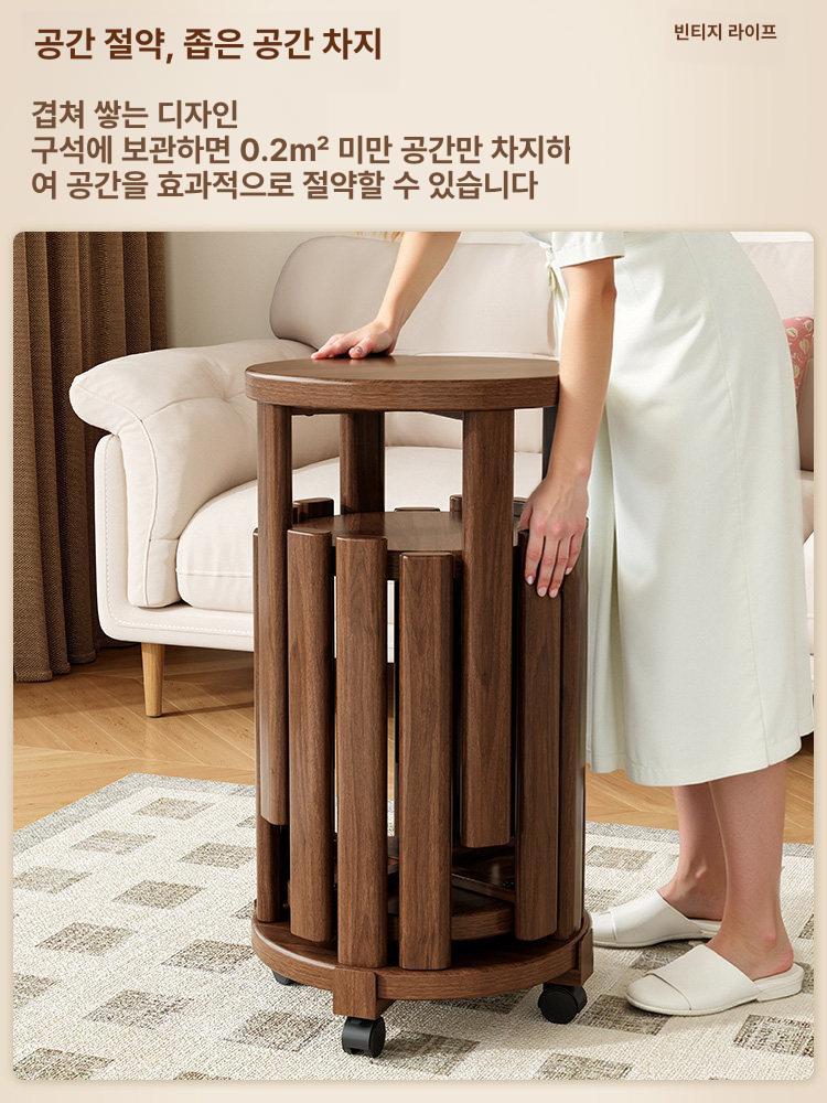 폴딩 스툴의자 월넛우드 간이 로즈우드 계단의자 체어 원형 체리우드 공간활용 다리 - 상세 이미지 4