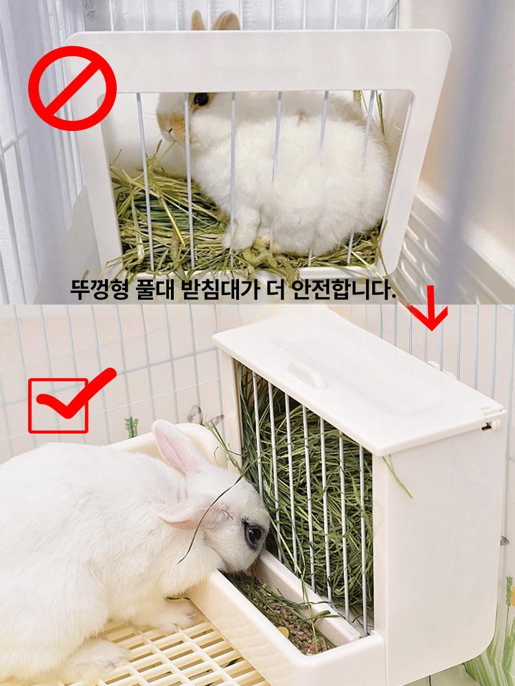 애완 토끼 건초랙 먹이통 버전 애완동물 가림막 교체용 철망형 나무 배플 기니피그 햄스터 - 상세 이미지 2