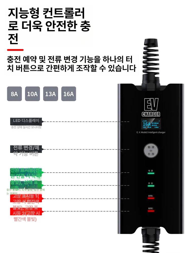 전기차 신에너지 충전건 자가용 쌍두 가정용 충전기 방수 어댑터 완속 비상용 이동형 휴대용 - 상세 이미지 5