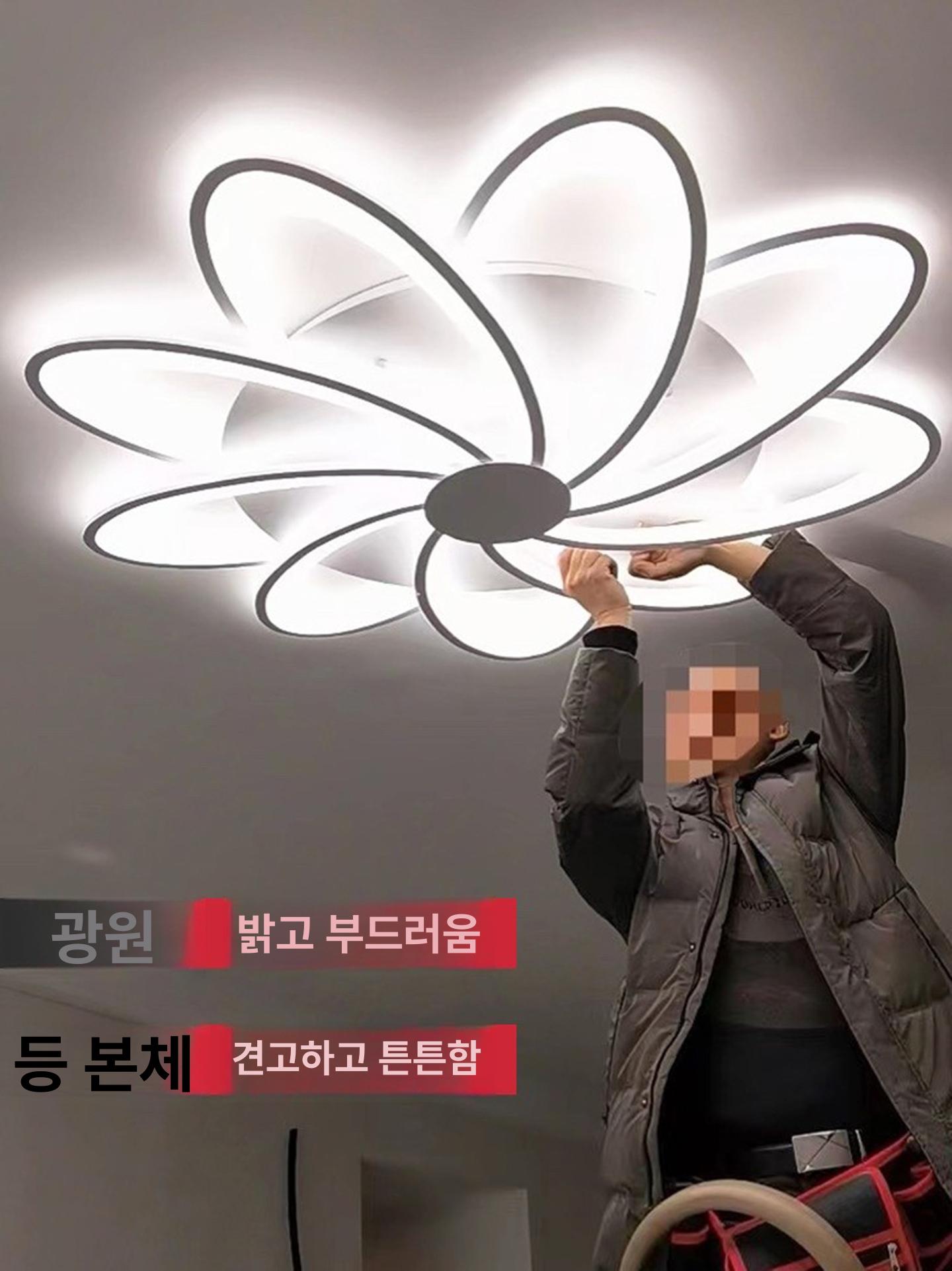 조명 천장등 연꽃모양 침실 단색백색 안방등 유럽풍천장조명 인테리어조명 다섯 개 무드등 - 상세 이미지 5