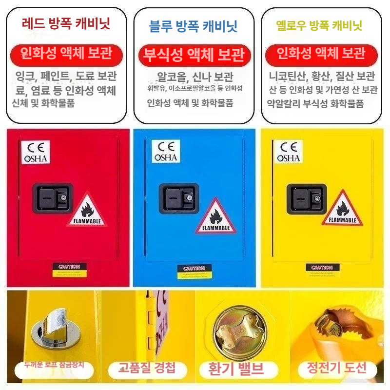 인화성물질 안전보관함 방폭캐비넷 산업용 위험물 수납 보안함 잠금식 - 상세 이미지 5