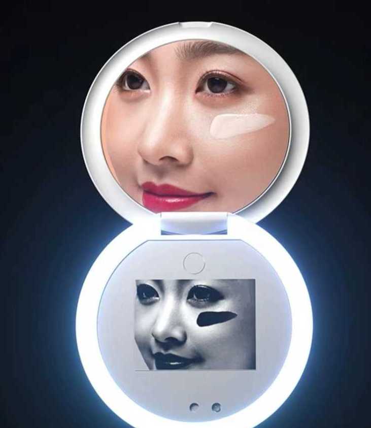 UV LED 보광 화장 휴대용 메이크업 자외선거울 기능 확인 원형 검사 렌즈 조명 필터 - 상품 이미지
