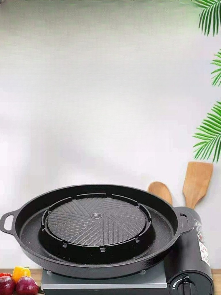 돌판 식당 고기불판 주물불판 냄비 업소용 돌솥 기름구멍 구이용 돌구이판 구이팬 - 상품 이미지