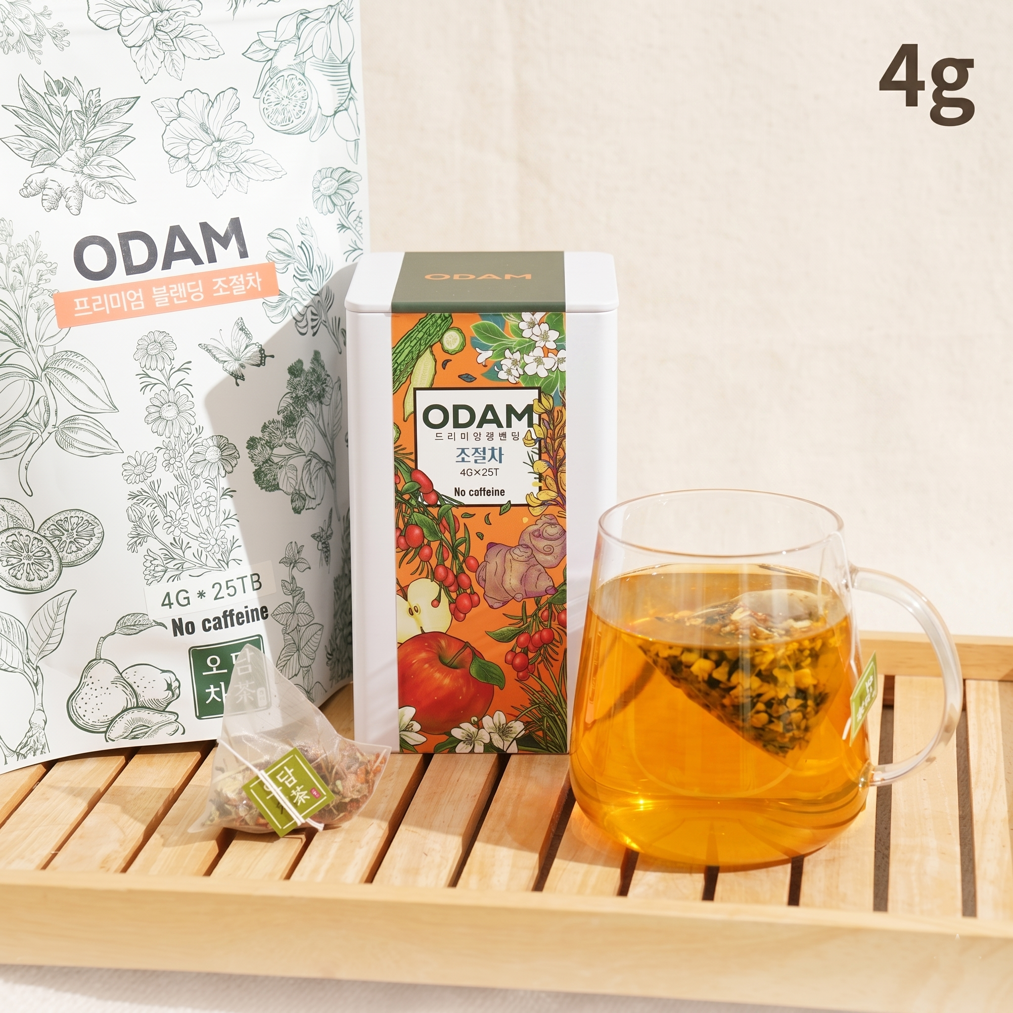 오담차 디카페인 여주 돼지감자 자스민 조절차 블렌딩 티백 선물 100g - 상세 이미지 2