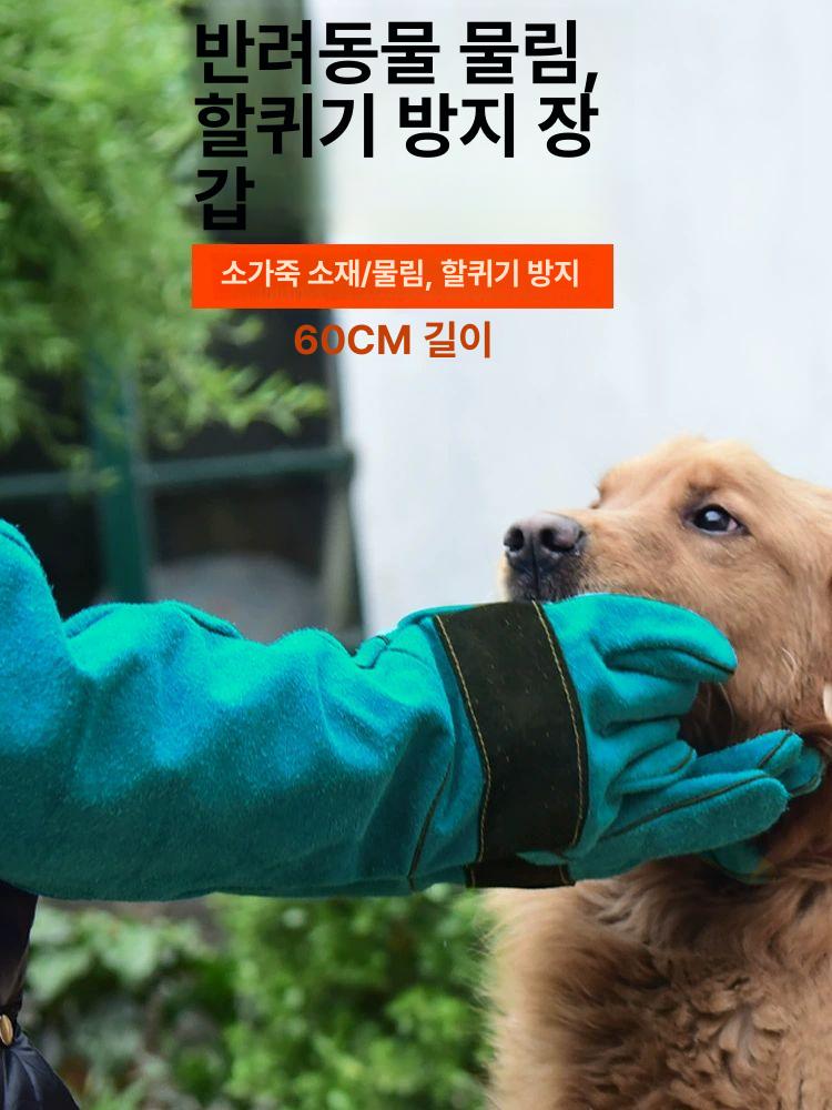 고양이 장갑 보호 안전 작업용 방지 뱀 강아지 가죽 훈련용 고양이할큄장갑 긁힘방지 소가죽 - 상세 이미지 2