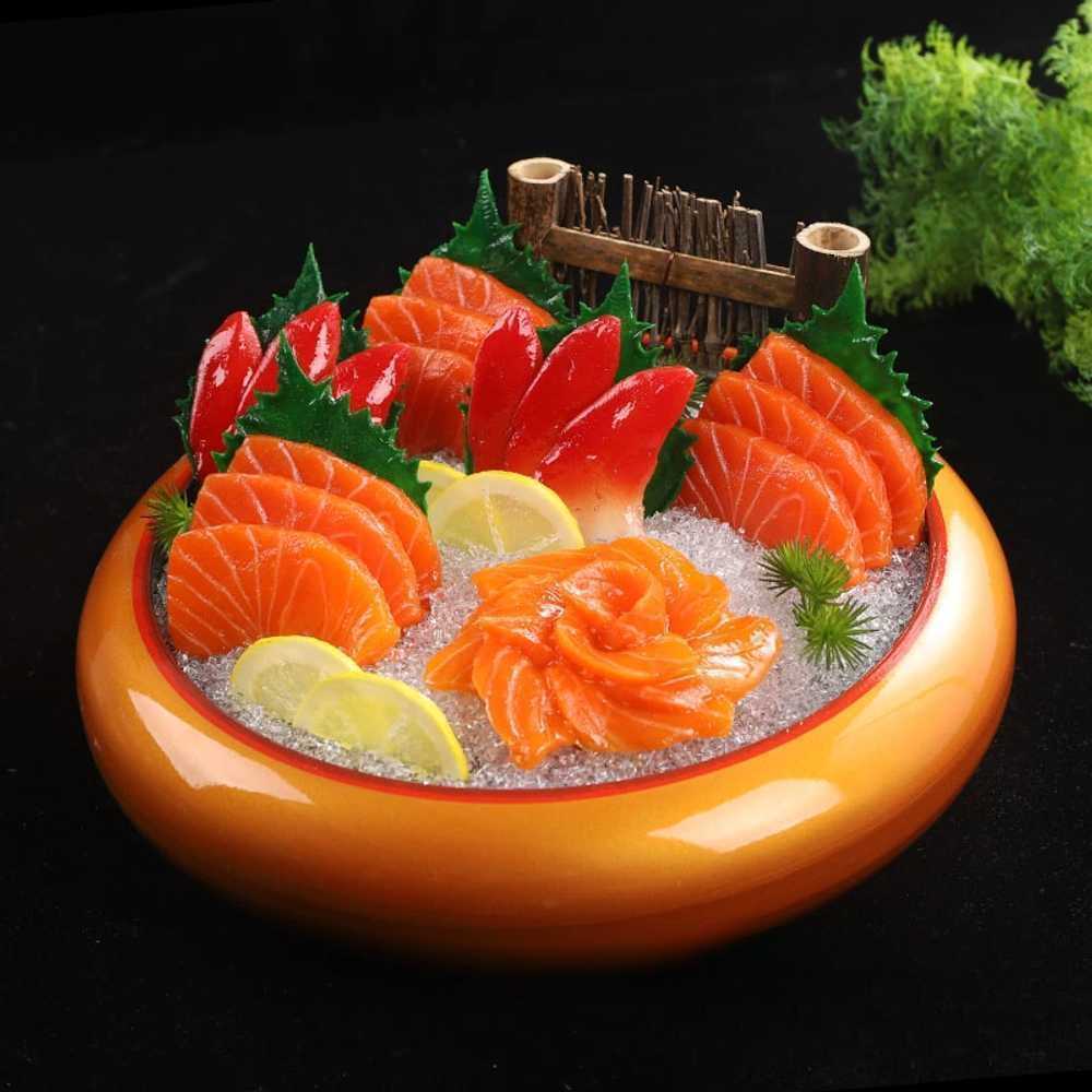 회 모형 해산물 진열 조각 음식 식당 스시 소라 먹무늬 접시 플레이트 모조 생선 새우 - 상품 이미지