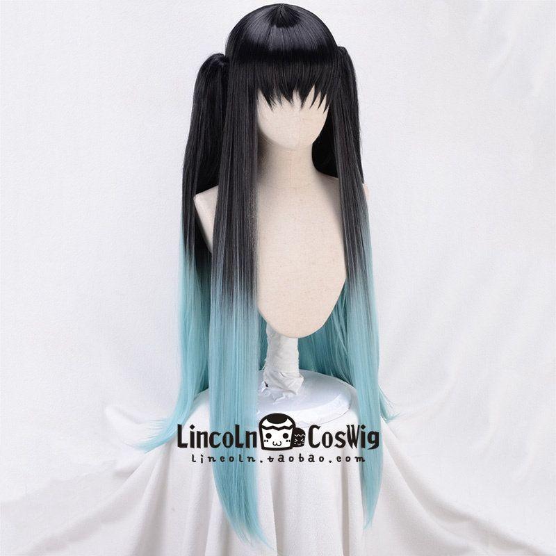 귀칼 시토무 코스프레 무이치로 가발 90cm 그라데이션 - 상세 이미지 3